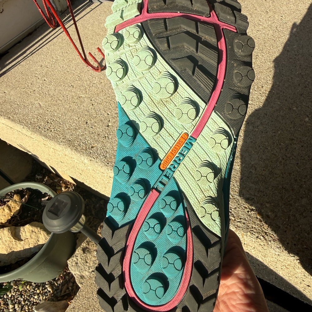 Merrell Women's Teal and Pink Trail Running Shoes - Picture 9 of 10